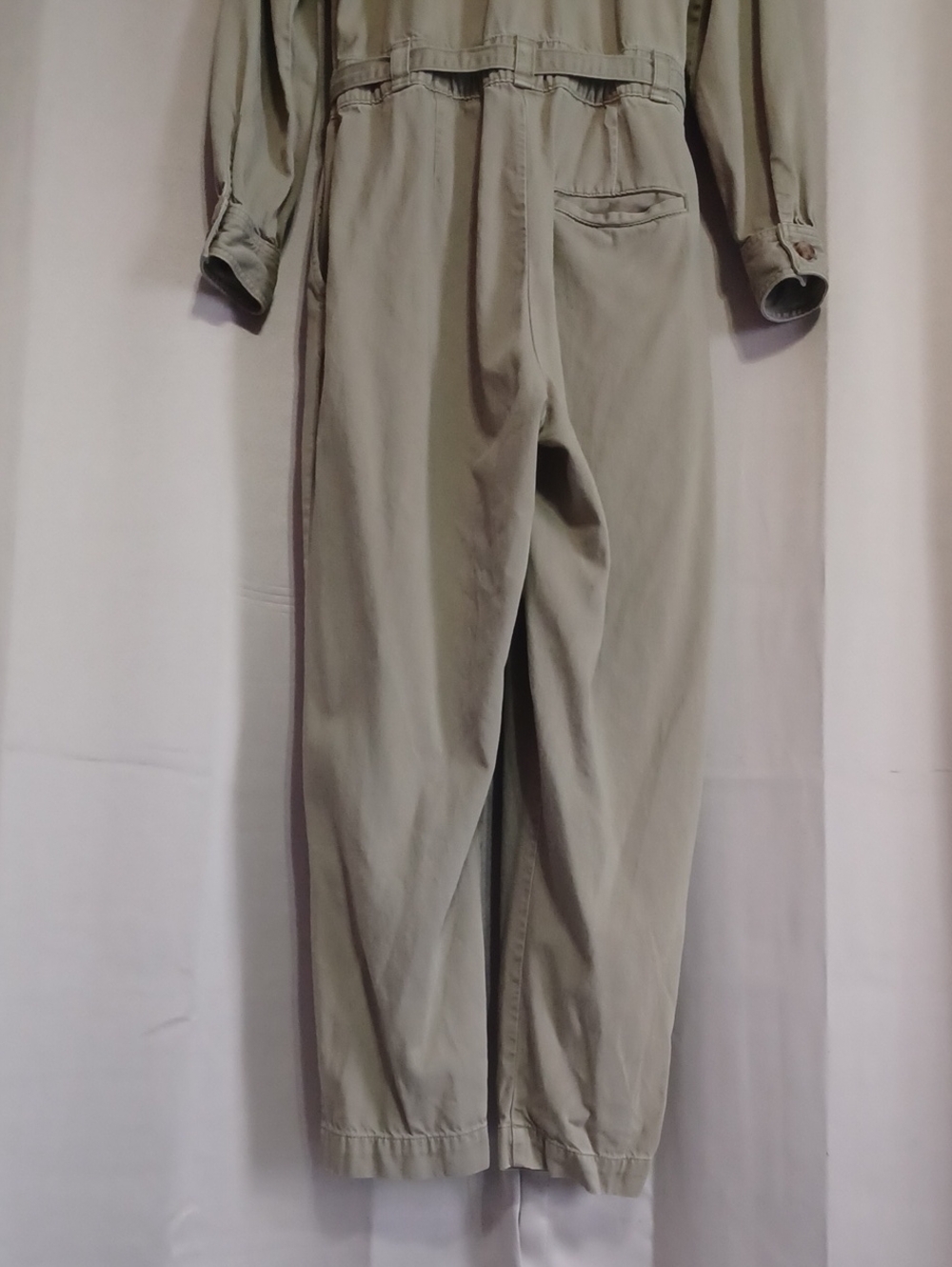 Gap Women's Puff Sleeve Utility Jumpsuit Coveralls Sage Tan Size 6 Soft Twill - Picture 12 of 15